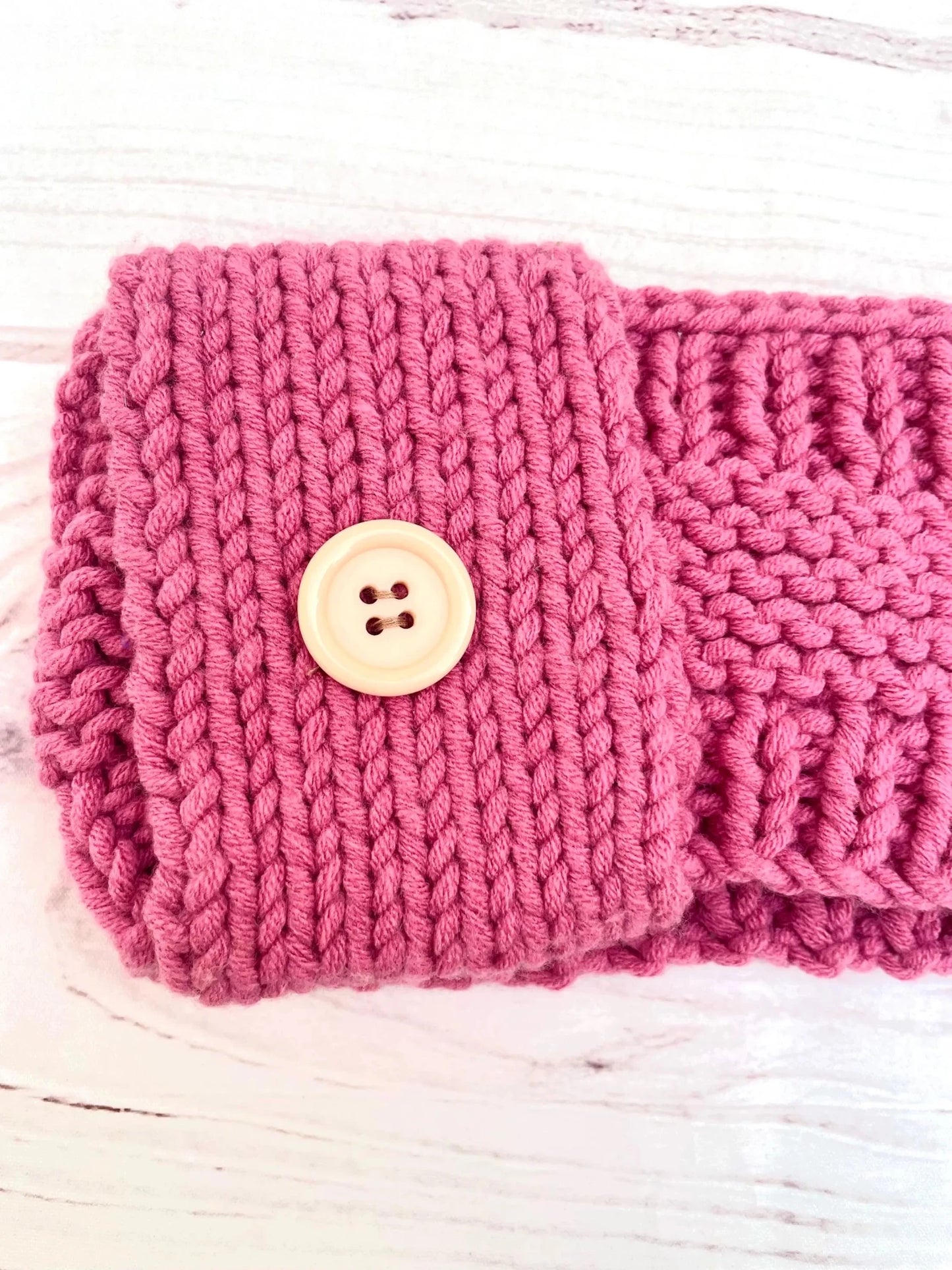 Turbante rosa con botón – tejido a mano - KHAMALI