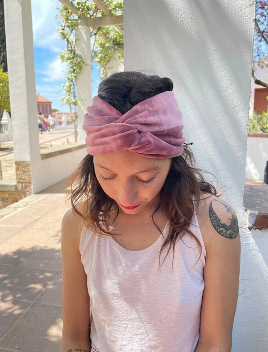 Turbante rosa de terciopelo ajustable - KHAMALI
