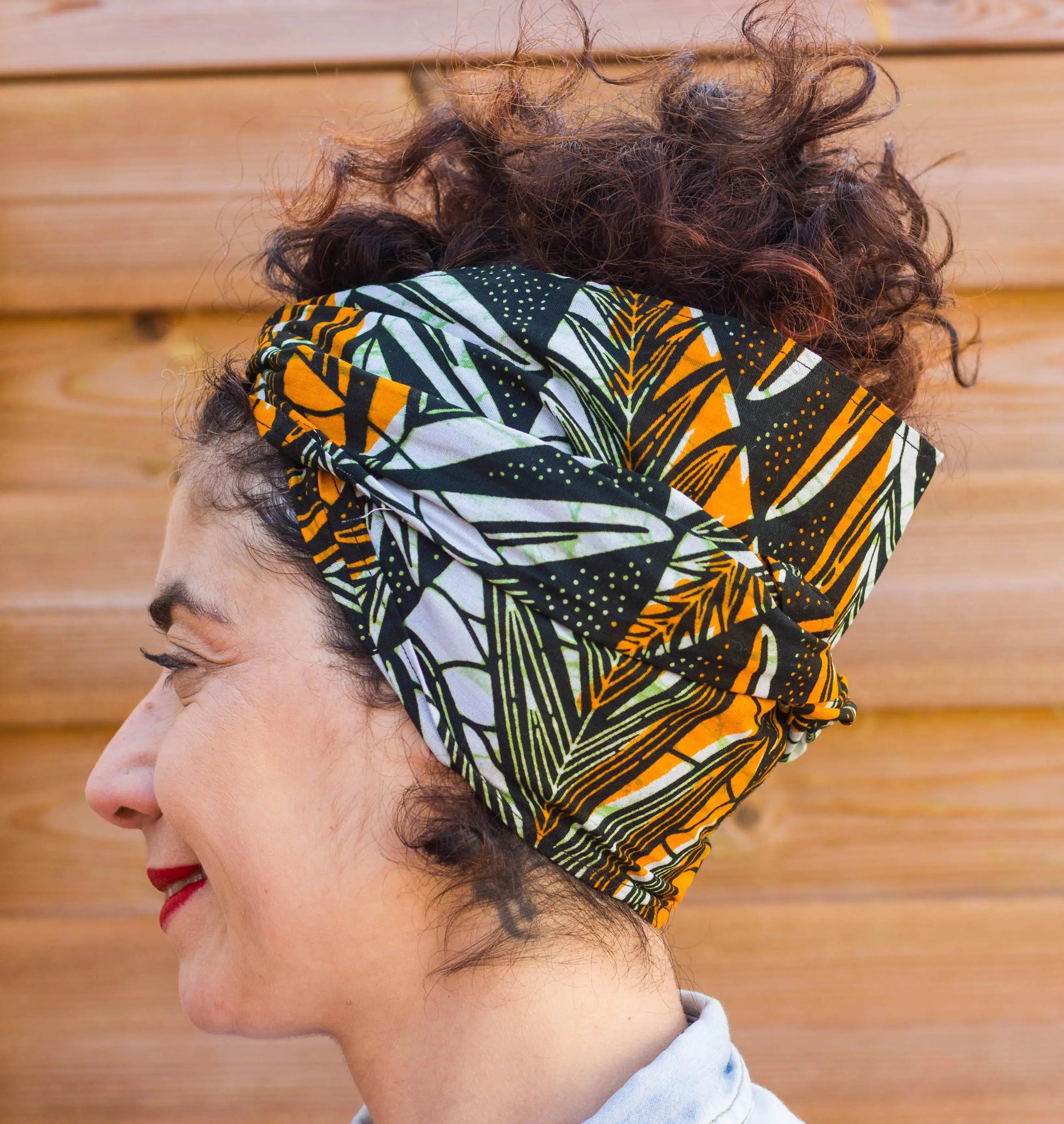 Turbante pin up regalo para ella estilo tropical blanco verde y ocre - KHAMALI