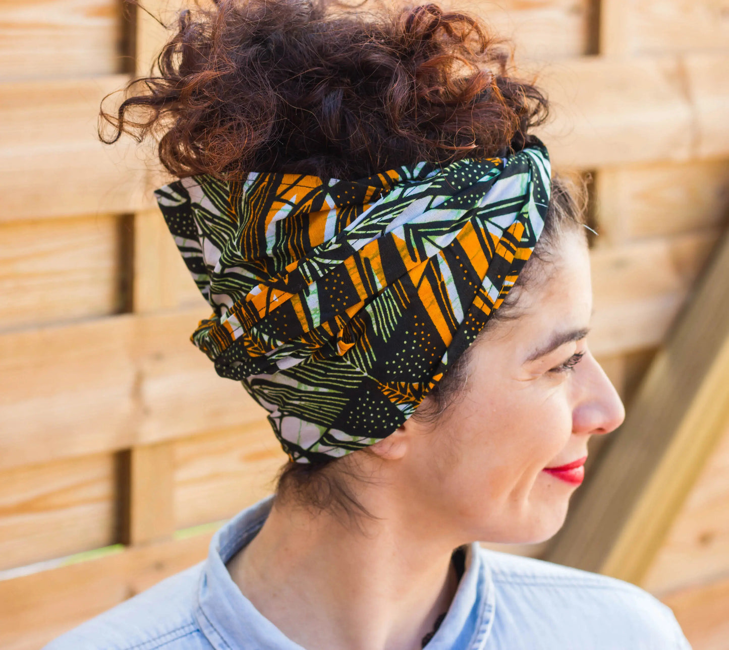 Turbante pin up regalo para ella estilo tropical blanco verde y ocre - KHAMALI