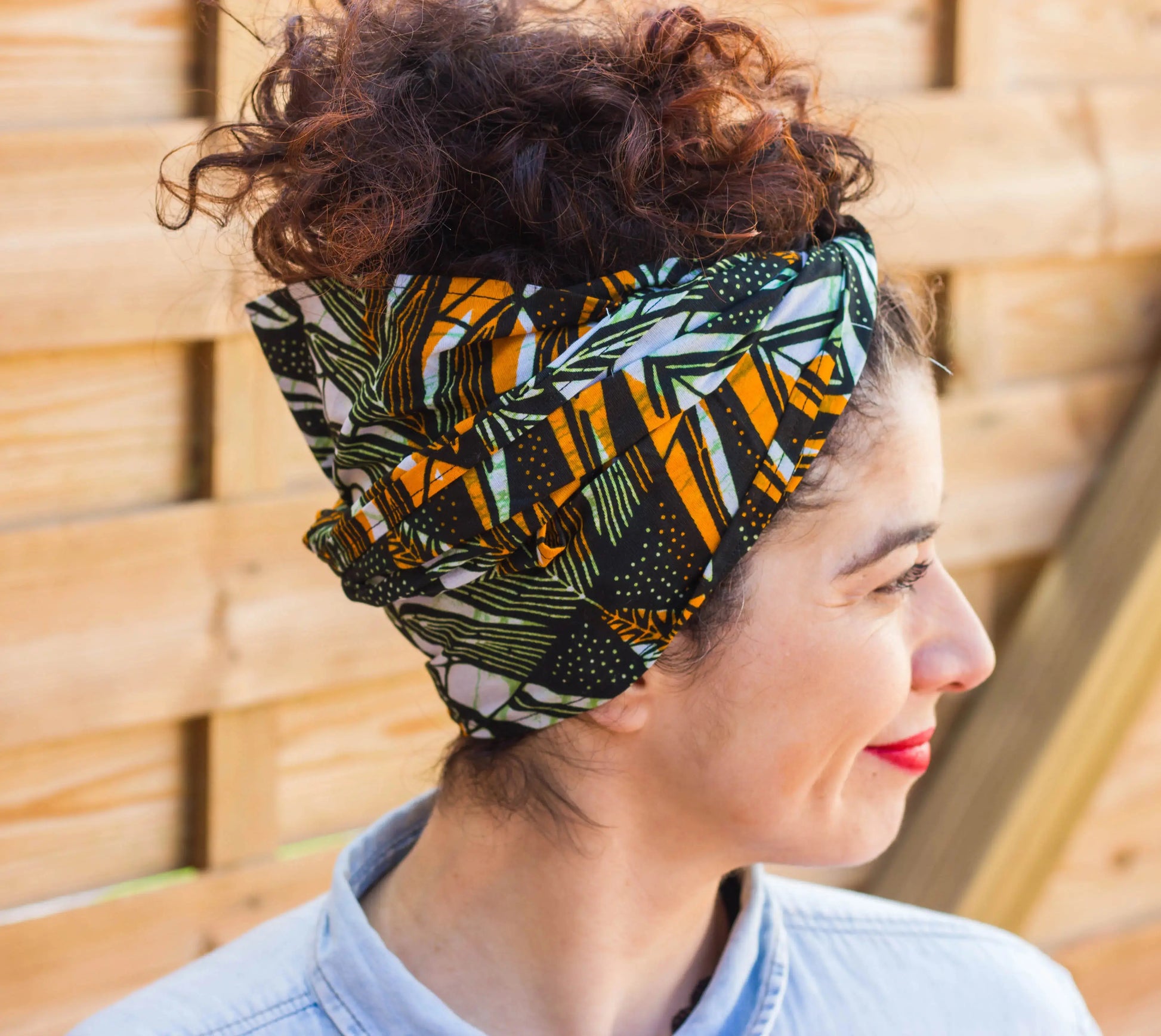 Turbante pin up regalo para ella estilo tropical blanco verde y ocre - KHAMALI