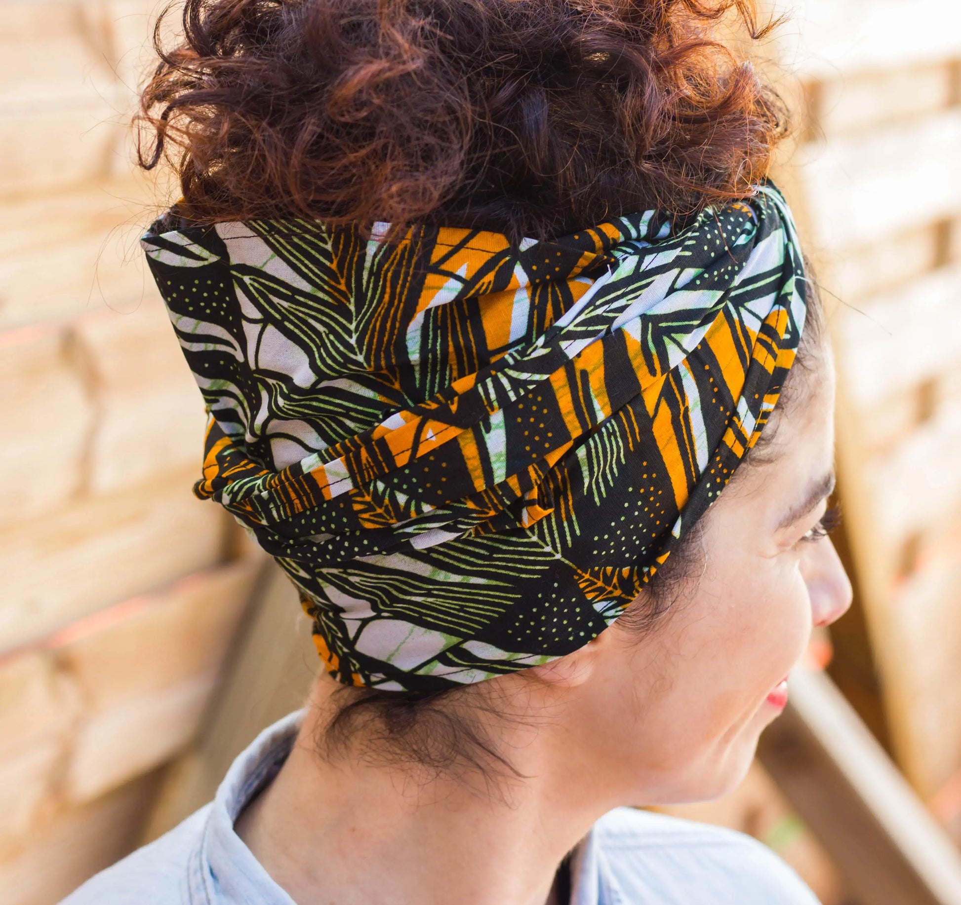 Turbante pin up regalo para ella estilo tropical blanco verde y ocre - KHAMALI